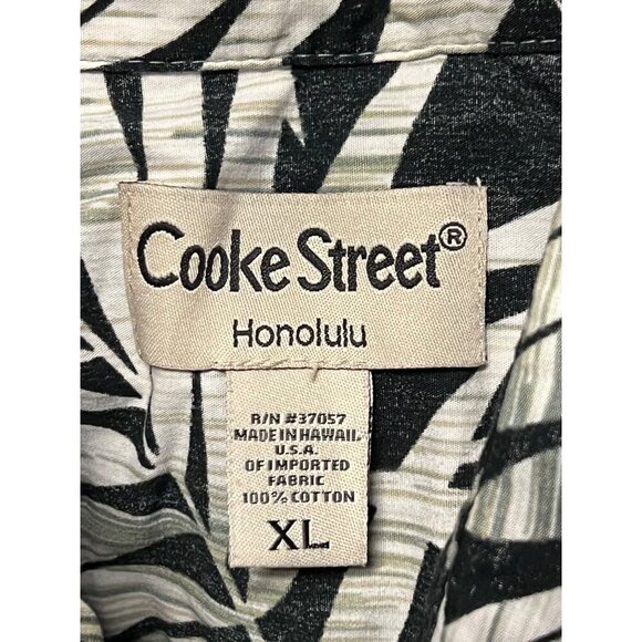 Cooke Street Honolulu XL Extra Large Black Palm Leaf Aloha Hawaiian Casual EUC - Picture 5 of 6